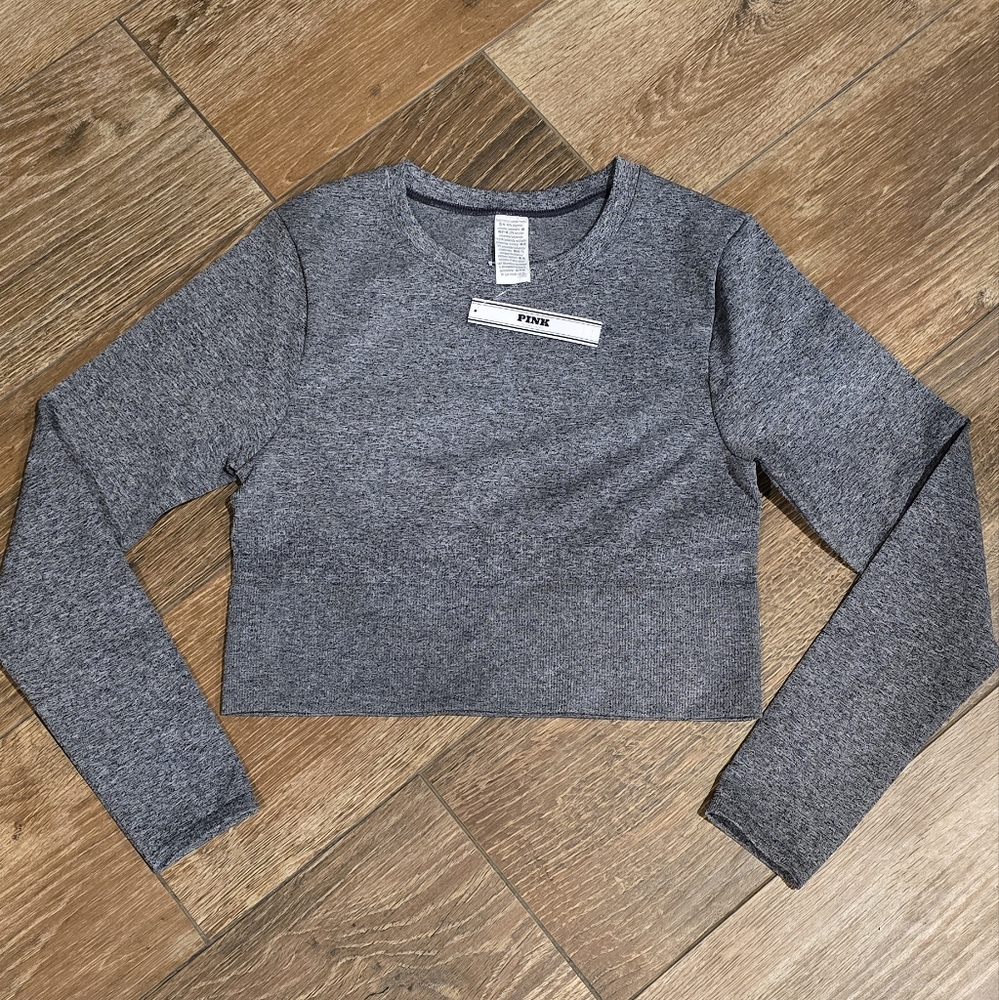 PINK Victoria's Secret Gray Long Sleeve Crop Top